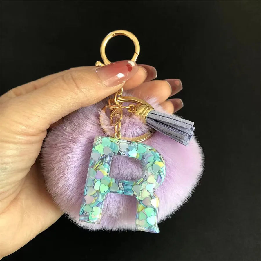 Cute Simple Style Letter Hairball Resin Unisex Bag Pendant Keychain