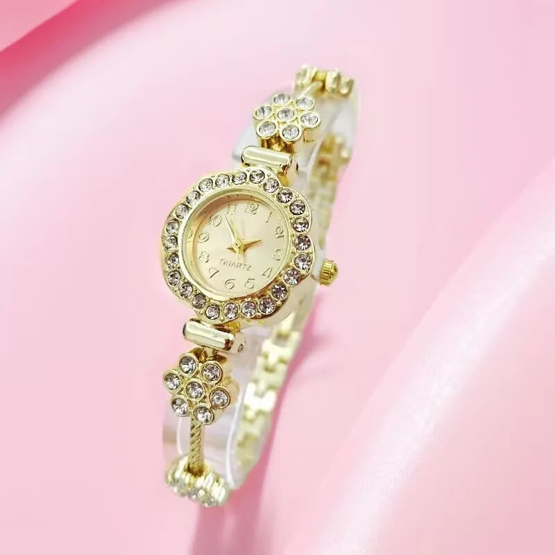 Elegant Flower Single Folding Buckle Quartz Watch Women's Watches