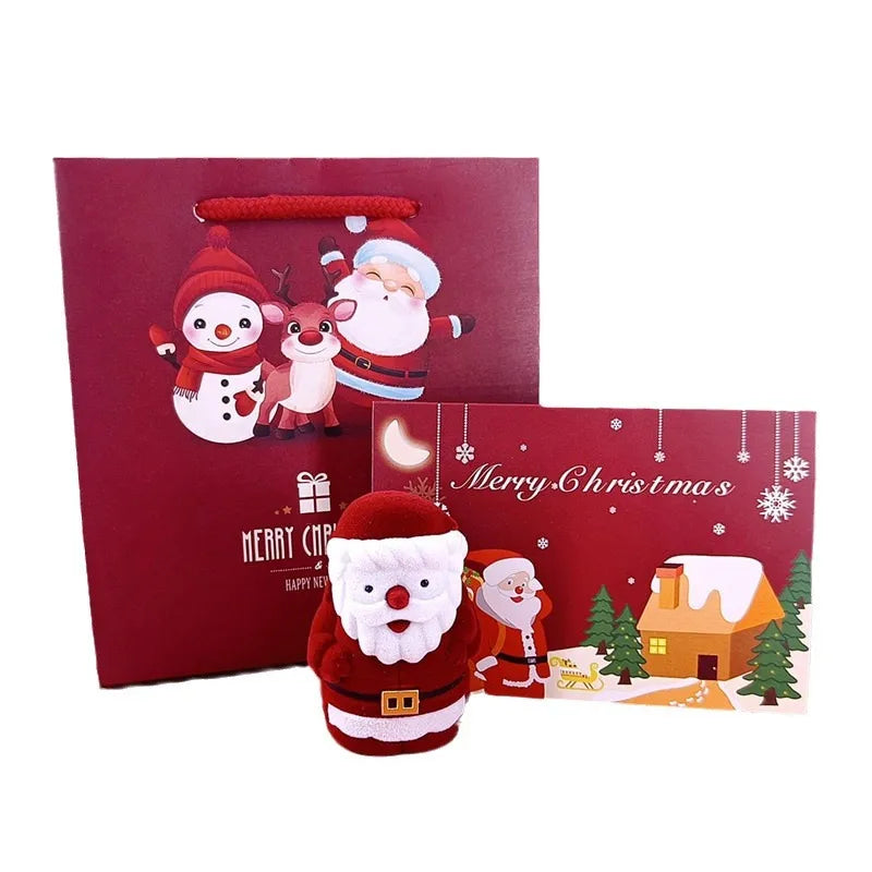Christmas Eve Cartoon Mini Jewelry Box Ring Earrings Gift Box Fashion Composite Material Jewelry Packaging