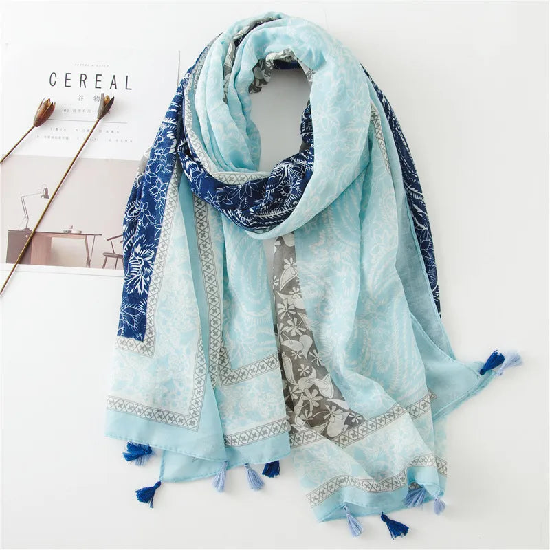 new scarf retro stitching bohemian cashew print silk scarf sunscreen yiwu wholesales