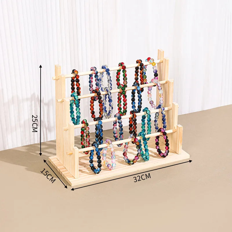 Solid Wood Bracelet Jewelry Display Stand Stall Wares Watch Accessory Storage Rack Hair Tie Headband Organizer Holder