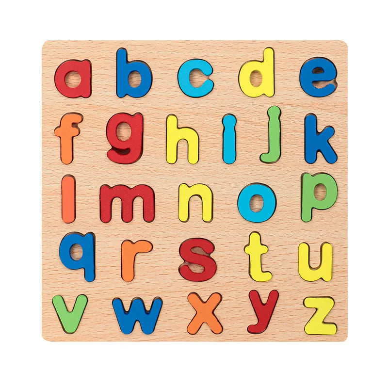 wooden colorful alphabet number cognitive matching puzzle kids  toys