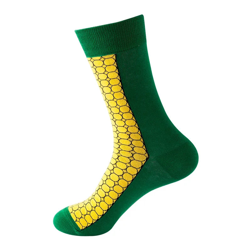 unisex casual cartoon nylon cotton jacquard crew socks 1 set