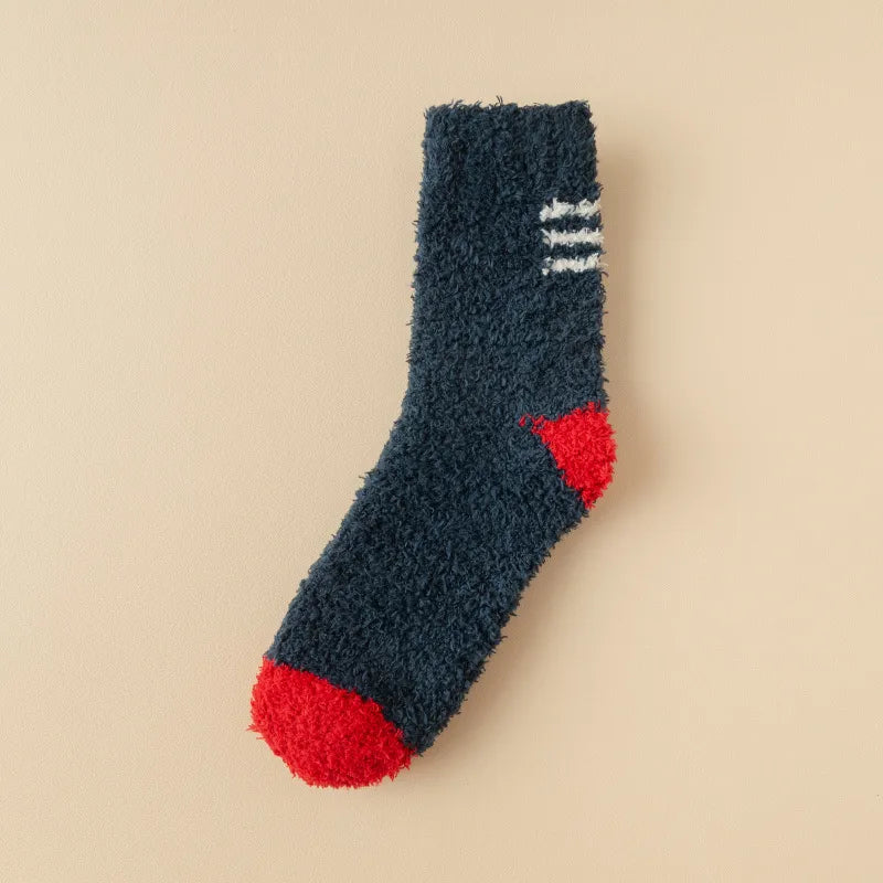 wool-free coral velvet socks men's mid-tube socks autumn and winter men's home warm floor plush socks