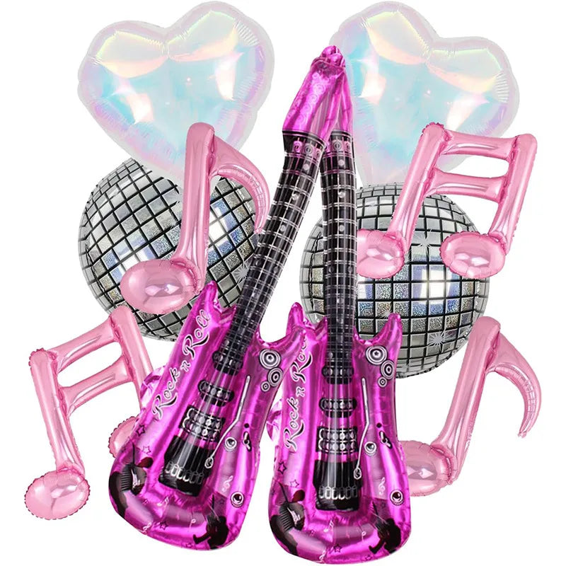 IG Style Guitar Heart Shape Notes Aluminum Film Party Balloons Party Supplies Balloons 1 Set