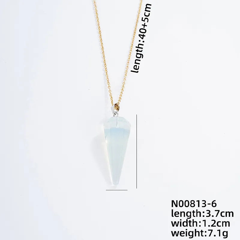 ig style handmade simple style geometric stainless steel natural stone pendant necklace