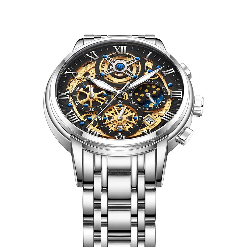 LIGE  Special for New Explosions Men's Quartz Watch Multifunctional Waterproof Watch Hollow Concept Watch