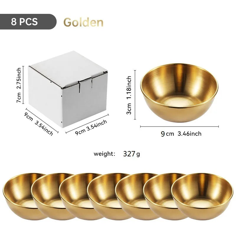 Large Stainless Steel Plate Golden Sauce Seasoning Plate 8-piece Set Household Restaurant Soy Sauce Plate 4-piece Set Dipping Sauce Plate