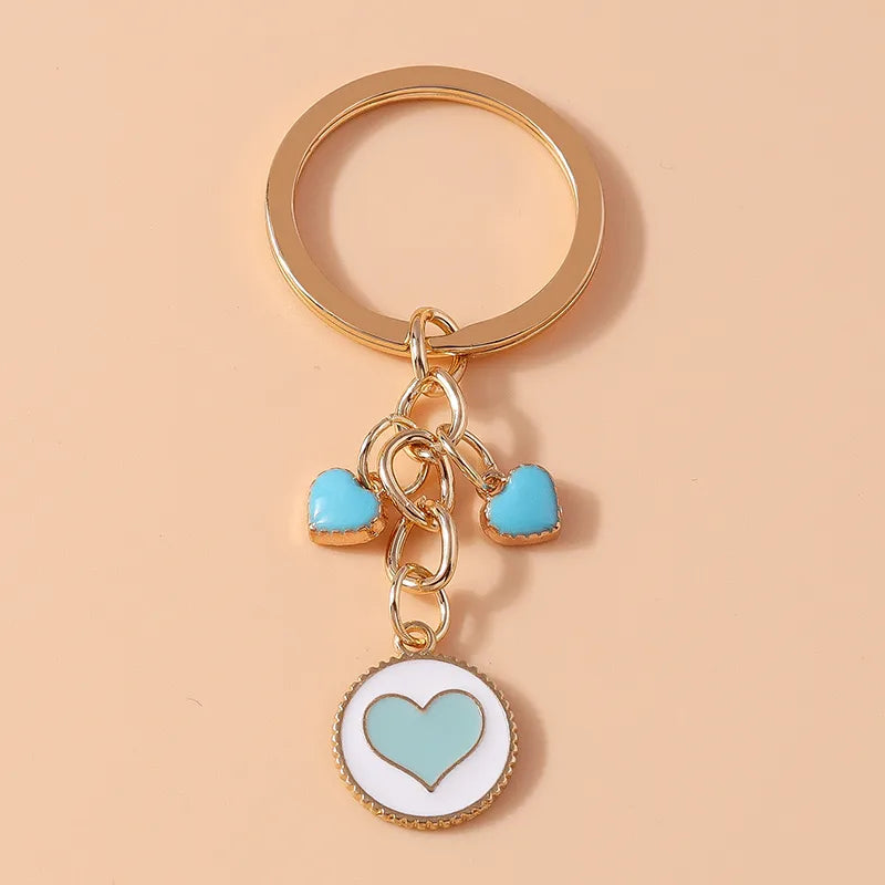 Cartoon Style Sweet Simple Style Round Heart Shape Alloy Keychain