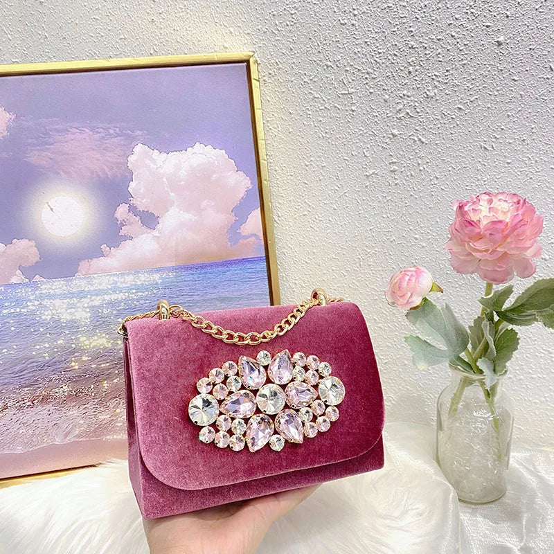 velvet Solid Color Square Evening Bags
