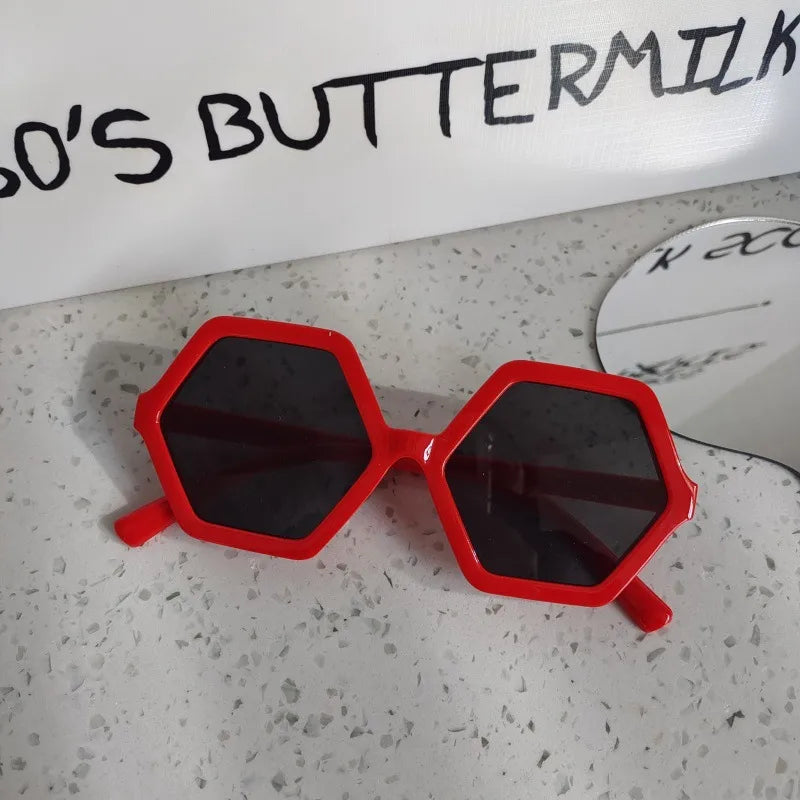 Simple Style Cool Style Solid Color UV400 Protection Resin Special-Shaped Mirror Full Frame Kids Sunglasses