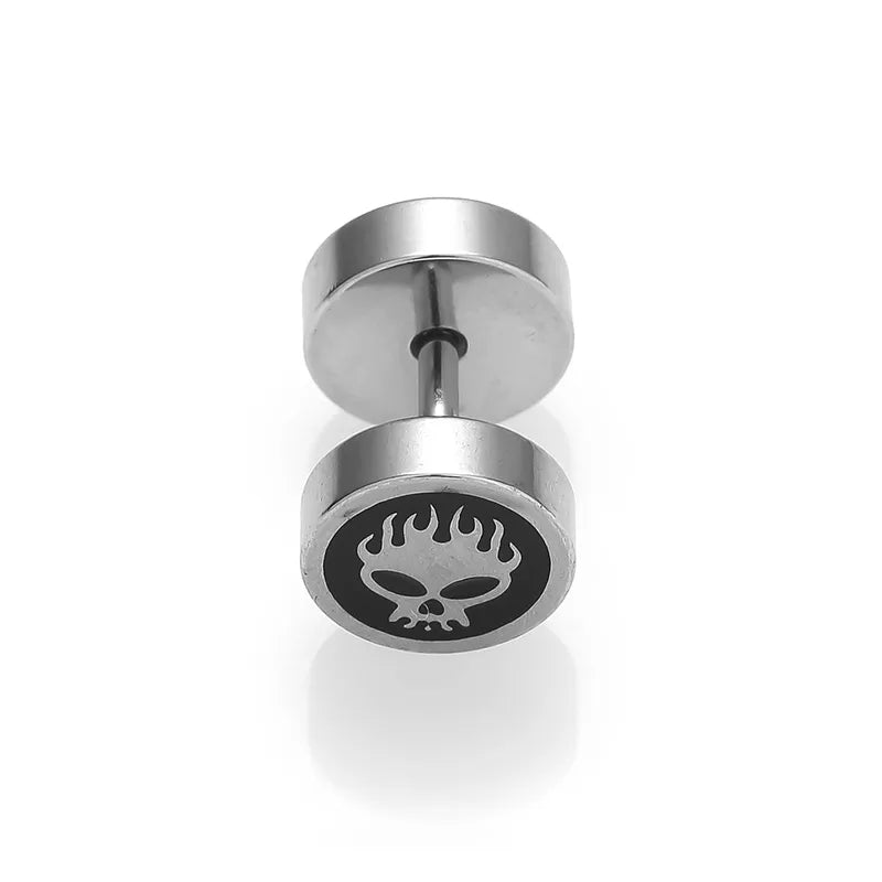 1 Piece Halloween Nordic Style Gothic Hip-Hop Smile Face Star Skull Polishing 316L Stainless Steel  Ear Studs