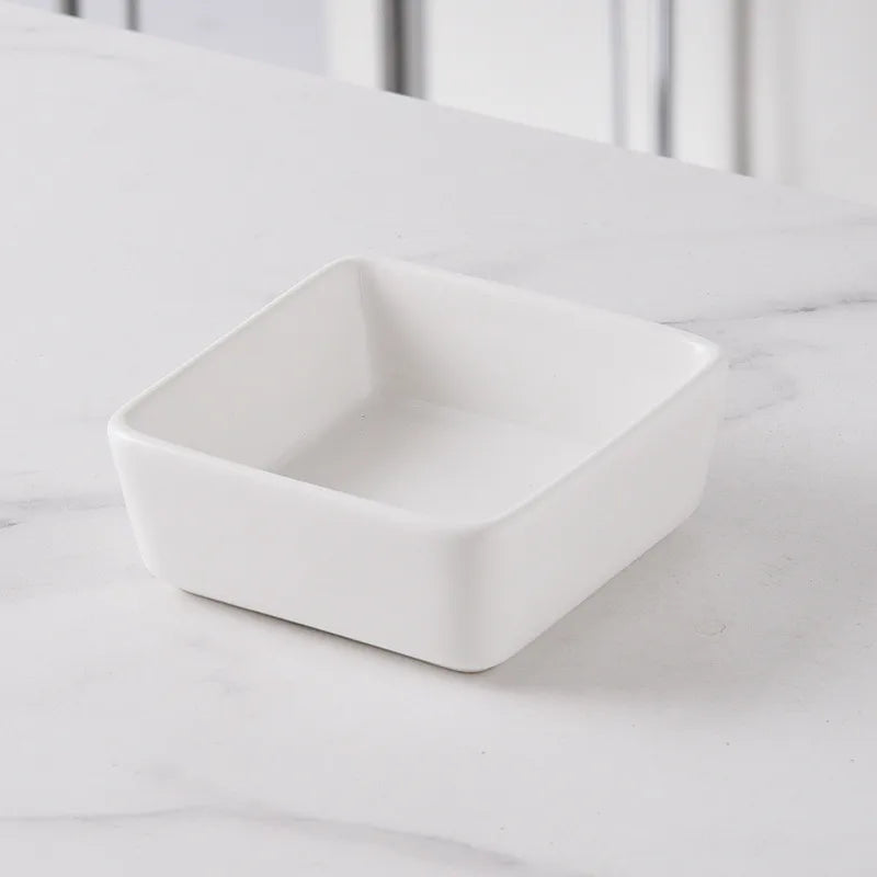 Nordic Ceramic Square Snack Bowl Platter Household Split Plate Snack Plate Hot Pot Sauce Plate Bamboo and Wooden Tray