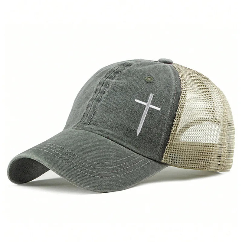 Unisex Casual Retro Cross Color Block Curved Eaves Baseball Cap