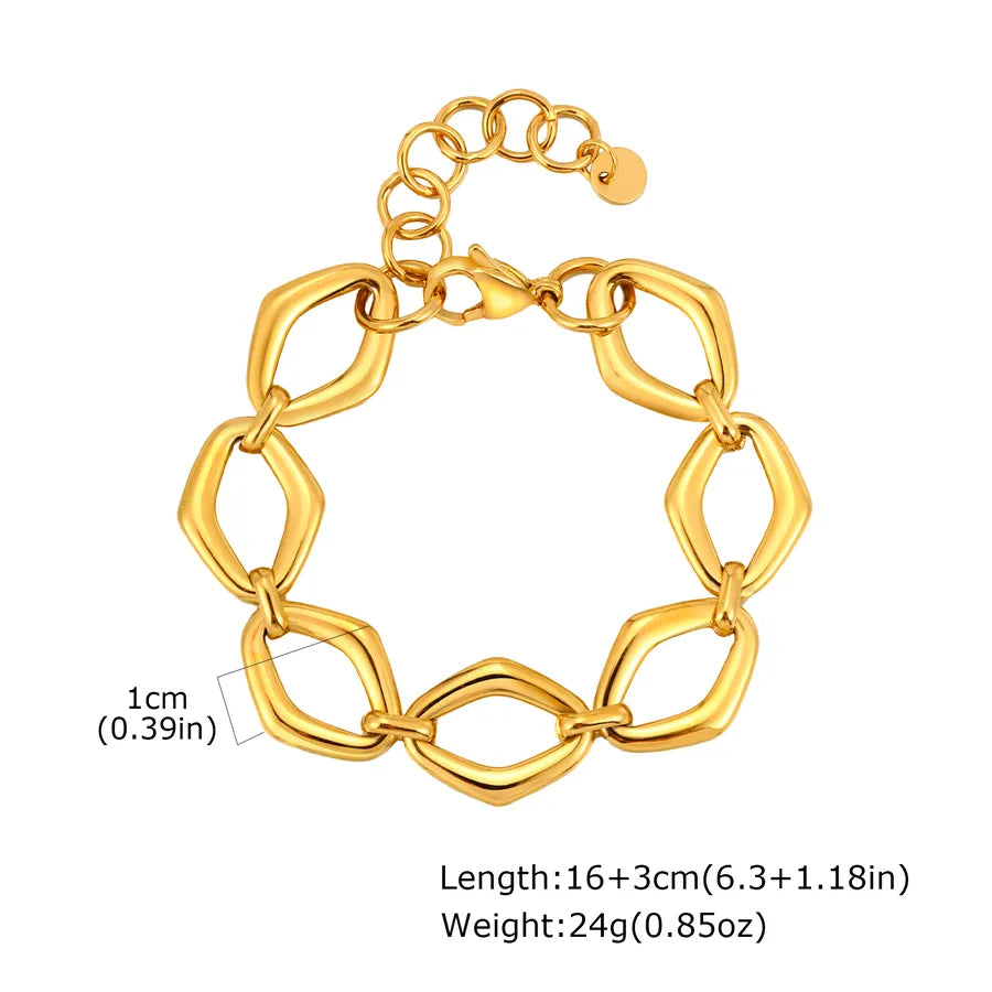 IG Style Casual Simple Style Rhombus 201 Stainless Steel 18K Gold Plated Handmade Chain Bracelets In Bulk