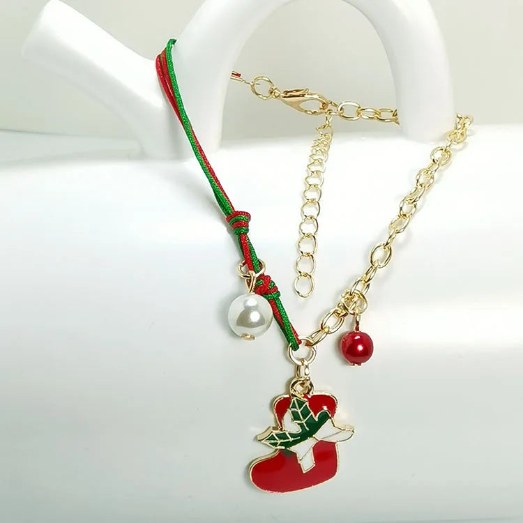 fashion santa claus snowman elk alloy pearl plating women's bracelets 1 piece