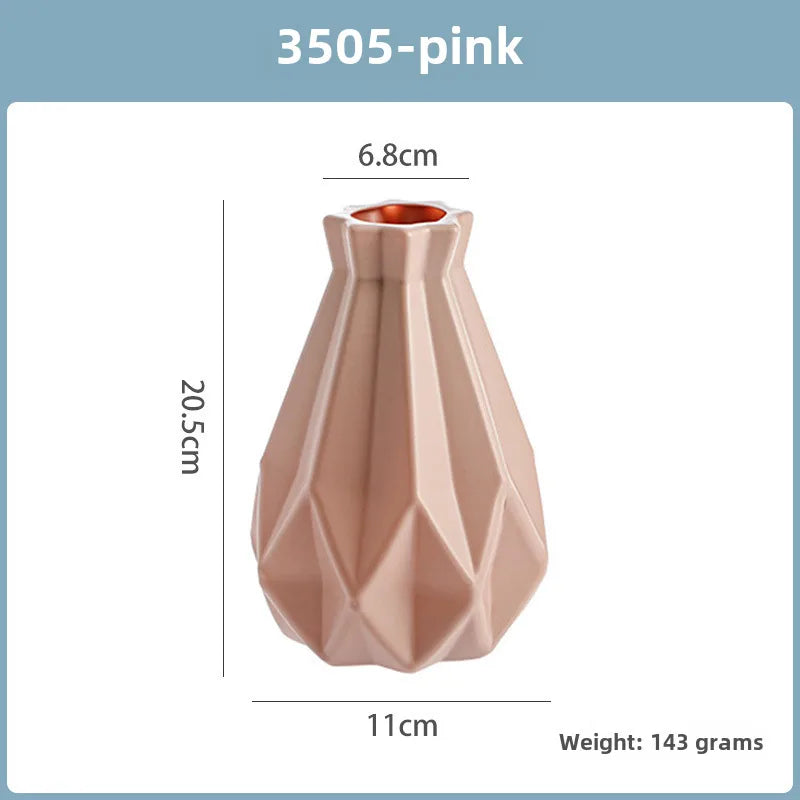 Imitation Ceramic Vase Nordic Plastic Vase Morandi Living Room Ornaments Vase Hydroponic Creative Vase Wholesale