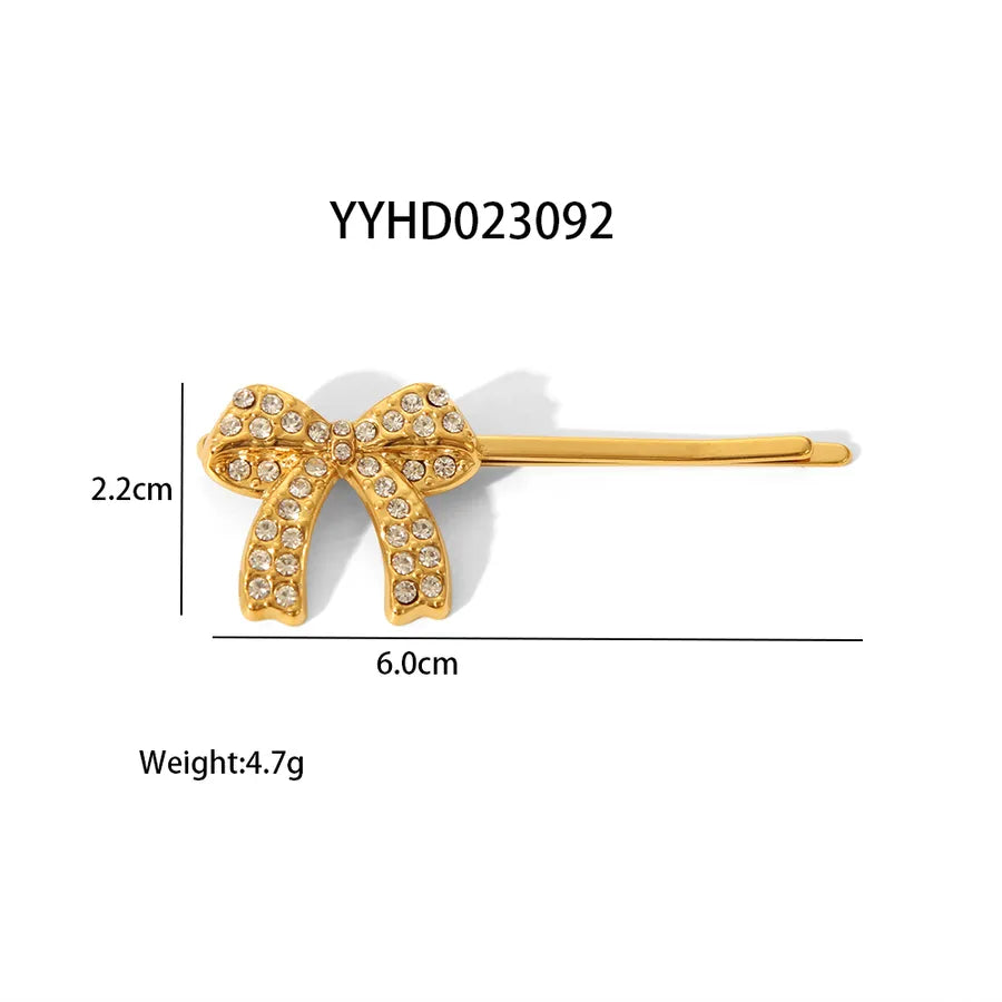 Pastoral Simple Style Women's Flower Shell 304 Stainless Steel Zircon Hair Clip