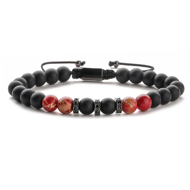 retro roman style geometric howlite stone tiger eye beaded inlay zircon unisex bracelets