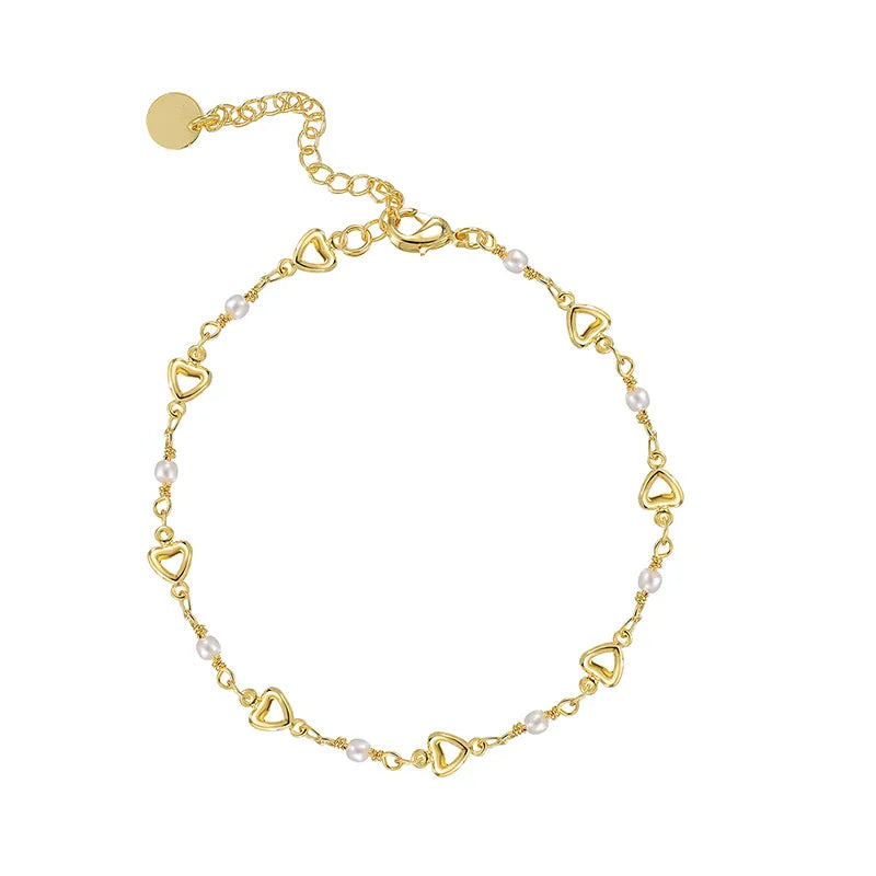 Wholesale Jewelry Casual Heart Shape Copper Anklet