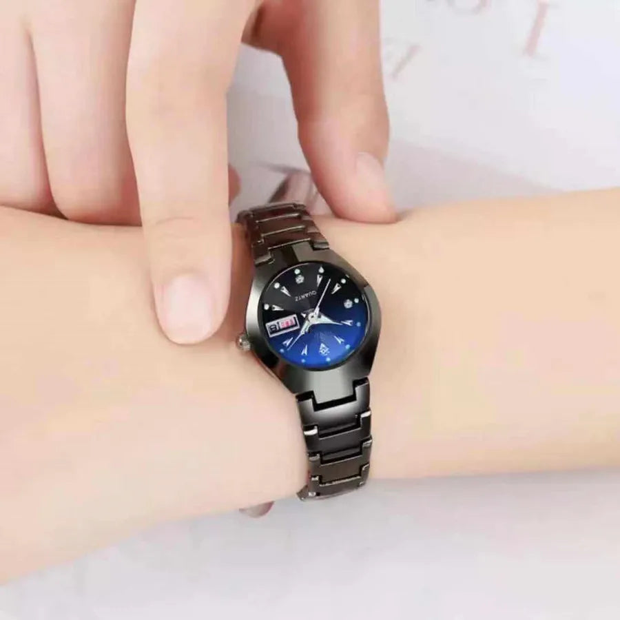 elegant solid color single folding buckle quartz women's watches
