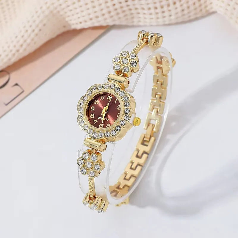 Elegant Flower Single Folding Buckle Quartz Watch Women's Watches