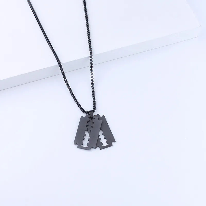 punk streetwear blade titanium steel polishing men's pendant necklace