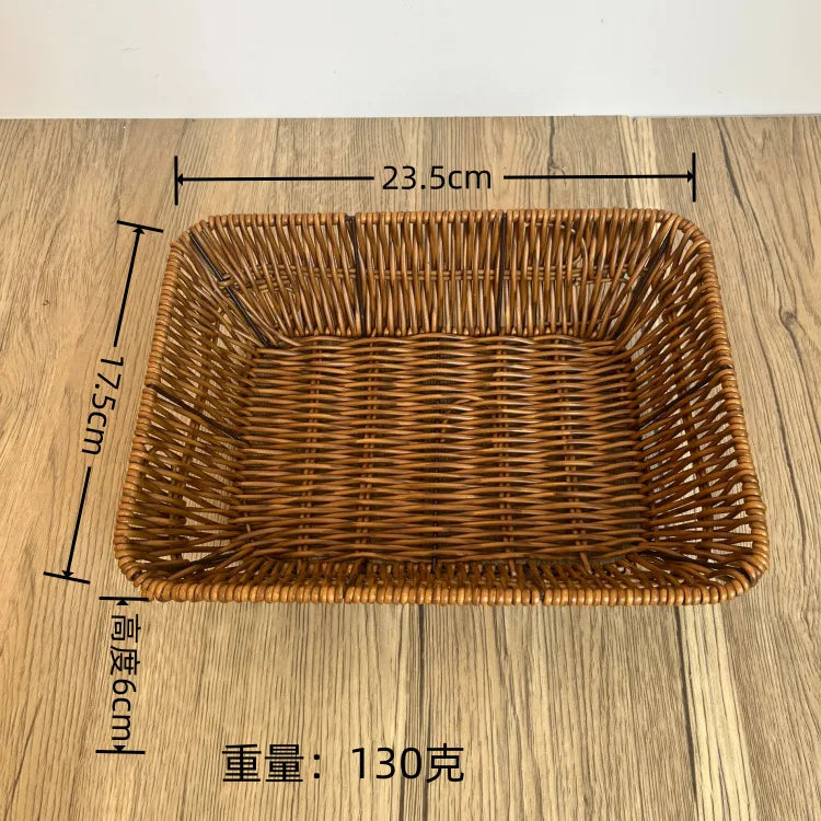 Simple Style Solid Color Imitation Rattan Storage Basket
