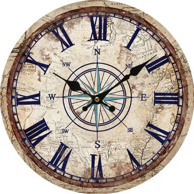 silent wall clock retro wood ocean clock wall sticker simple wall clock retro explosion hanging clock