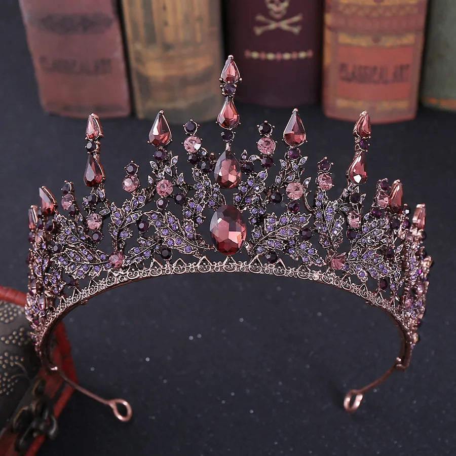 elegant oval crown alloy rhinestone inlay artificial crystal crown 1 piece