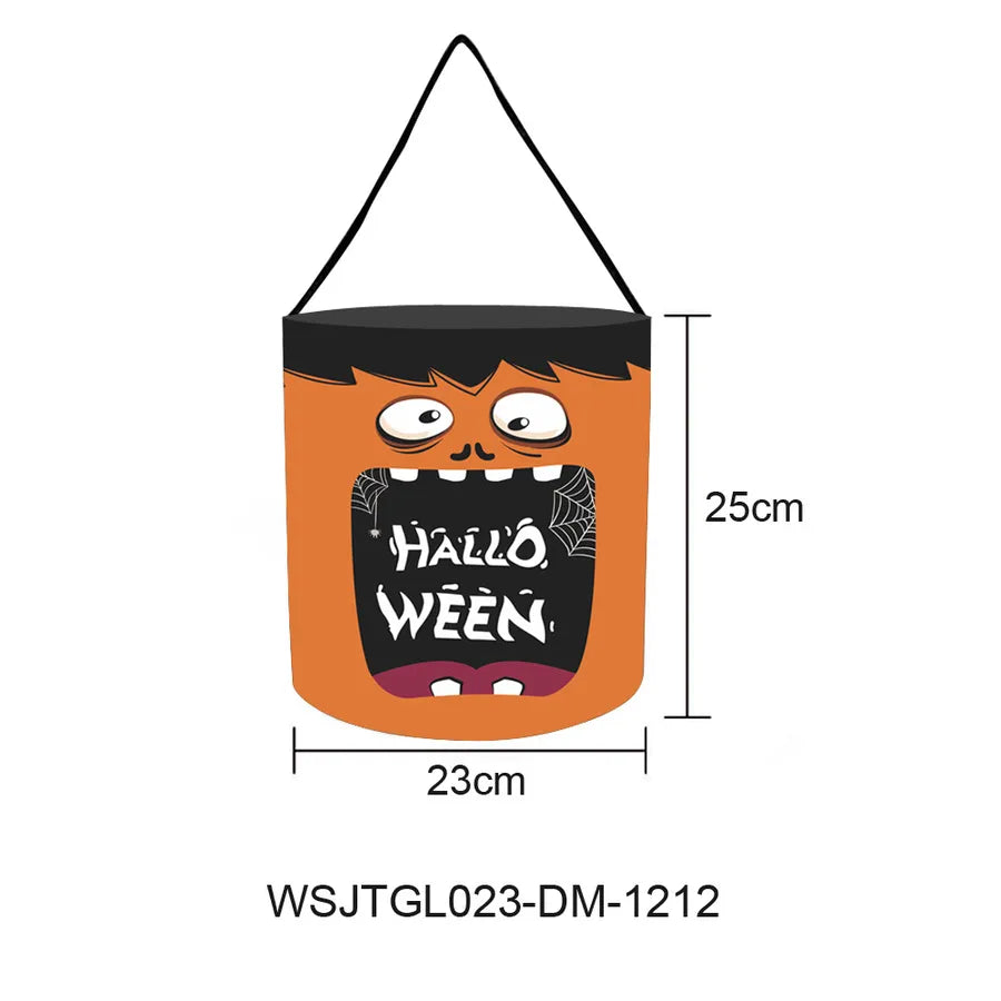 Halloween Candy Bag Pumpkin Shaped Sweet Treat Bag Decoration Arrangement Props Cloth Material Sewing Craft Party Supplies