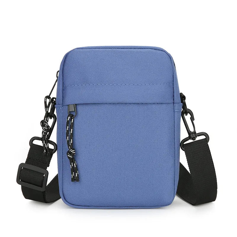 Men's Solid Color Oxford Cloth Zipper Crossbody Bag