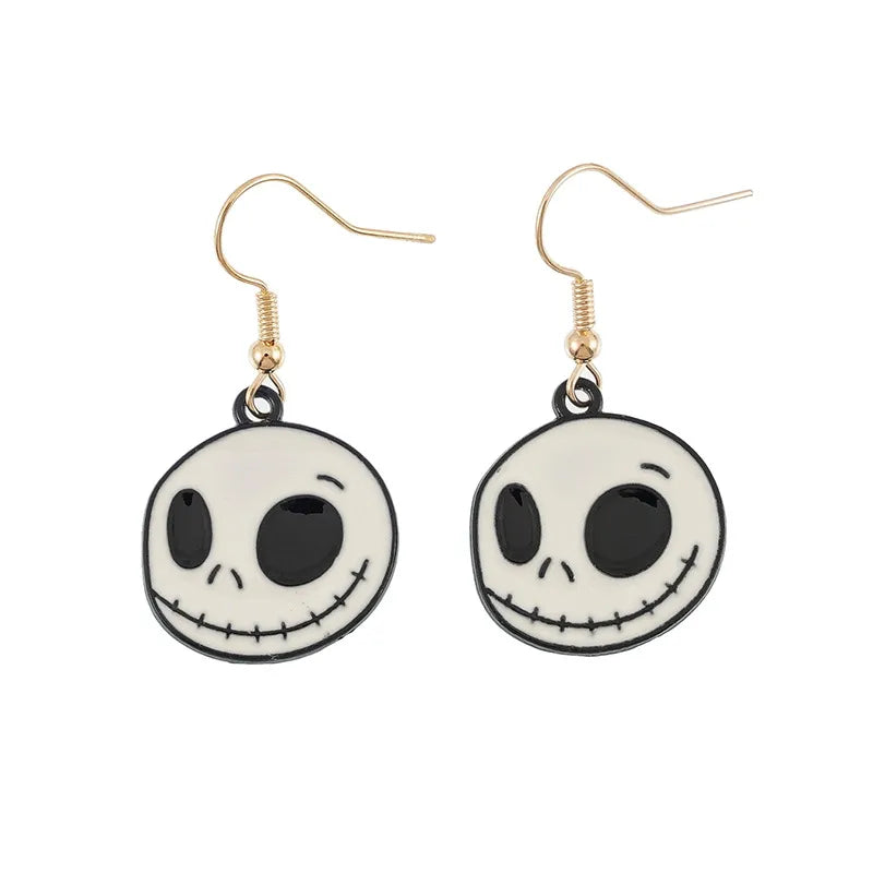 Dark Halloween Skeleton Head Pendant Card Earrings Personality Unique Design Alloy Jewelry For Men And Women Suitable For Parties