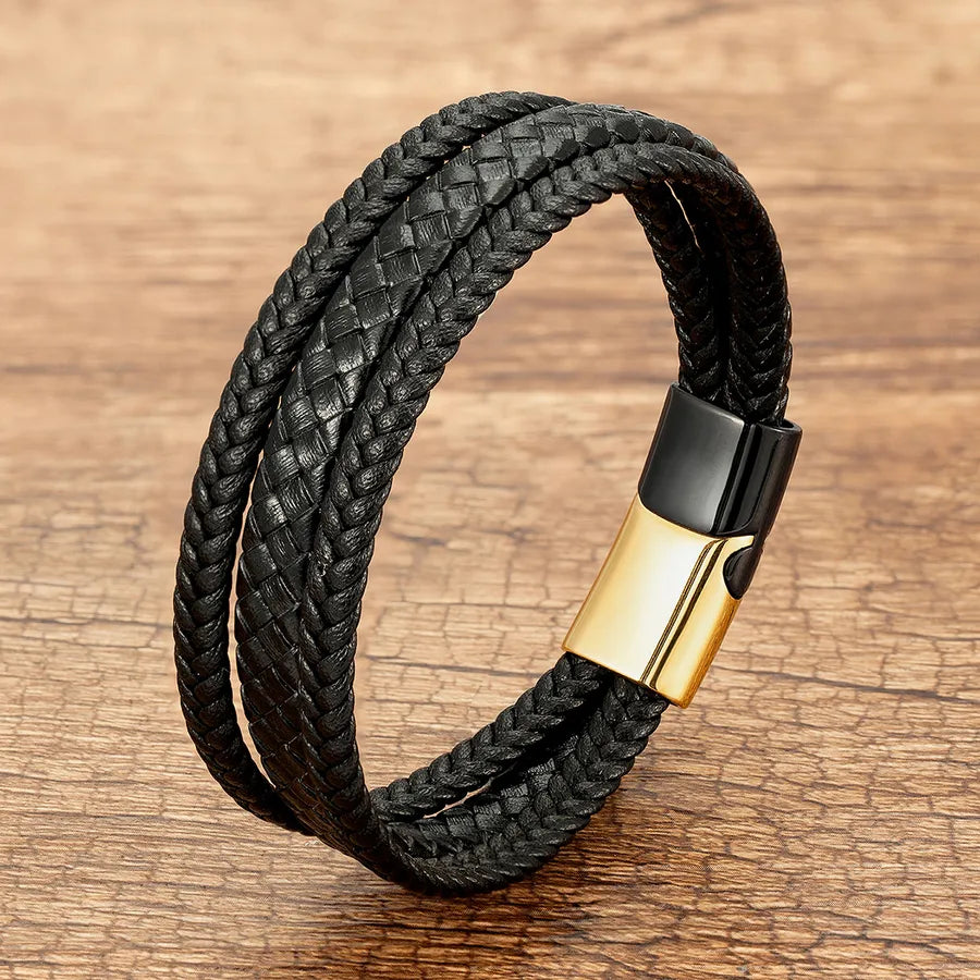 punk simple style geometric color block metal handmade metal button men's bracelets
