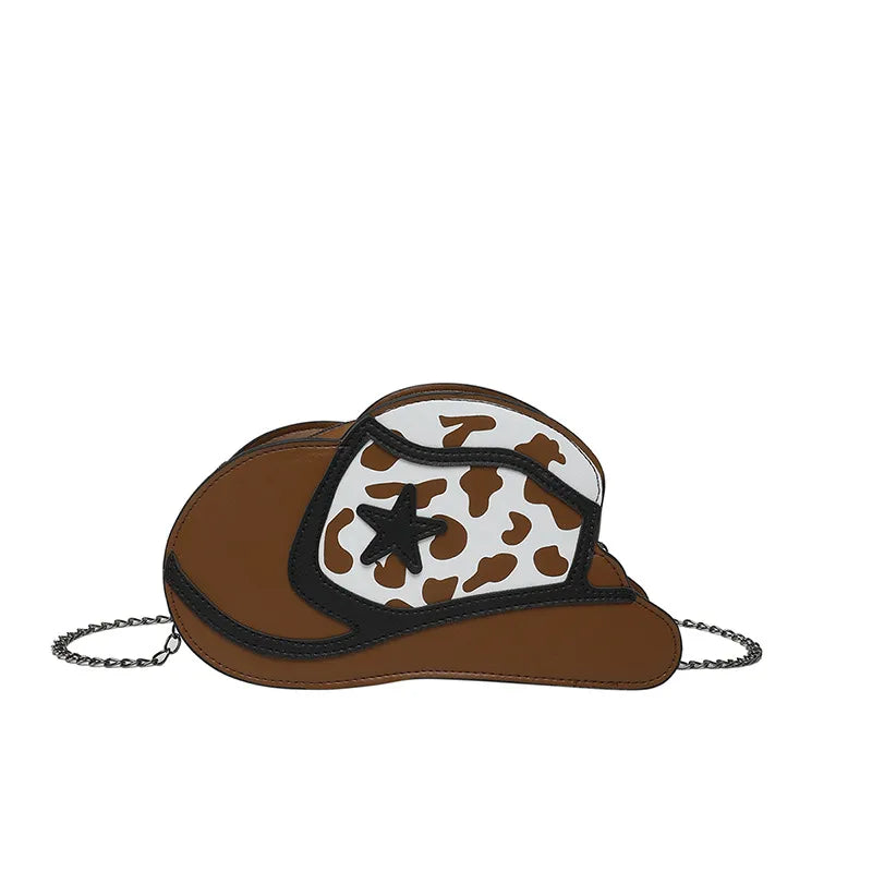 Fashionable Ladies' PU Leather Shoulder Bag Versatile Hat Shape Crossbody Bag Stylish Print Elements Round Ball Shaped Bag