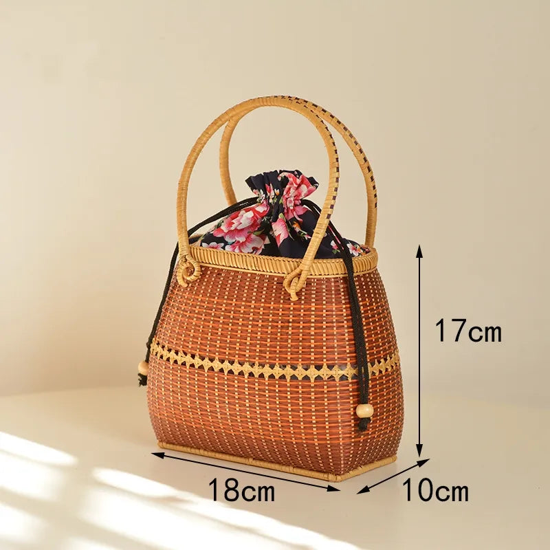 Vietnam Handmade Basket Exotic Storage Picnic Travel Basket Handmade Woven Bamboo Handbag