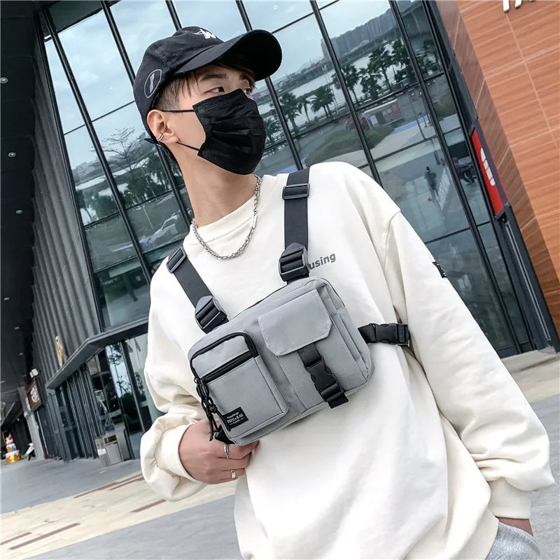 new trendy brand tactical vest men's light functional hip-hop multi-functional waist bag