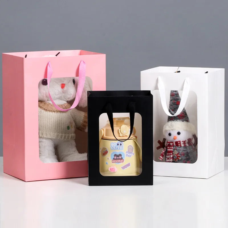 open window transparent gift bag teacher's day will sell paper bag flowers gift bag packaging hand gift window handbag