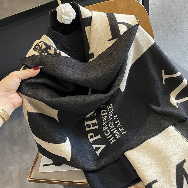 women's streetwear heart shape imitation cashmere tassel scarf