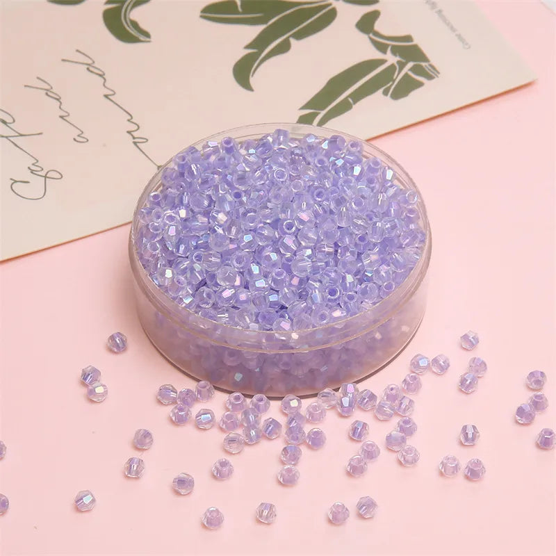 4mm Facet Rainbow Rhombus Crystal Beads Glass DIY Handmade Loose Beads Material Jewelry Accessories Ornament Making Kit