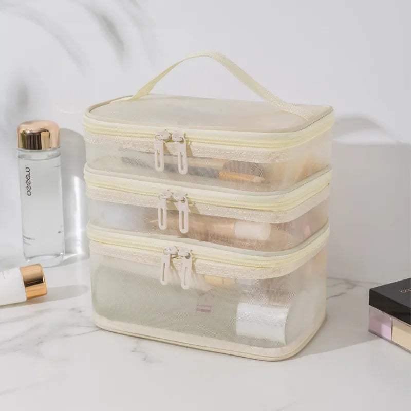 grid visual large multi-functional travel cosmetic storage bag