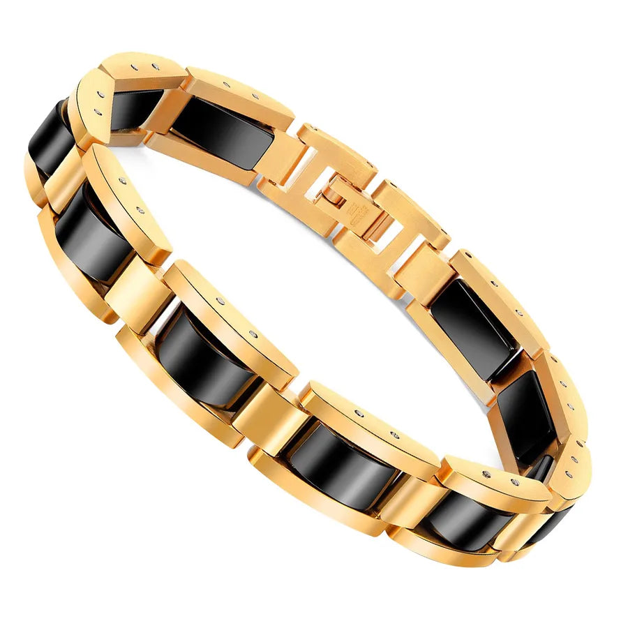 Hip-Hop Vintage Style Geometric Titanium Steel Mixed Metal Plating Men's Bracelets Men Chain Bracelets