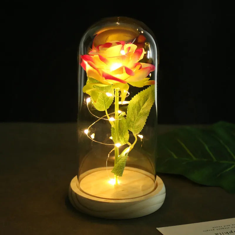 Romantic Rose Plastic Wood Glass Artificial flowers