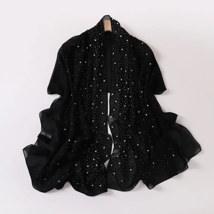 wholesale pearl chiffon ceramic gypsophila hot drill long scarf Hui scarf Indonesia Middle East Africa turban
