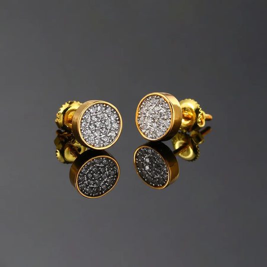 1 Pair Hip-Hop Round Plating Inlay Copper Zircon White Gold Plated Ear Studs