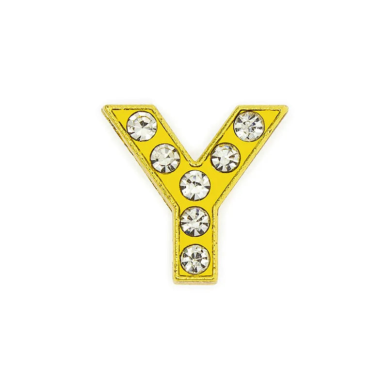 1 Piece 12mm Hole 6~9.9mm Alloy Rhinestones Letter DIY Ornament Accessories Beads