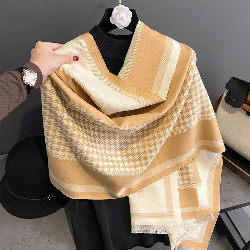 women's streetwear heart shape imitation cashmere tassel scarf