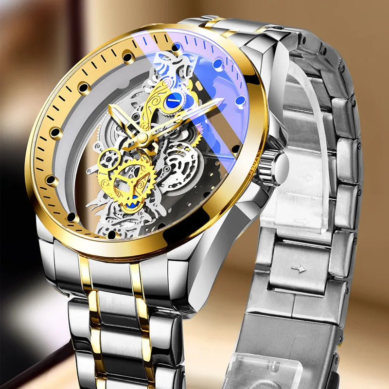 business color block single folding buckle quartz men's watches