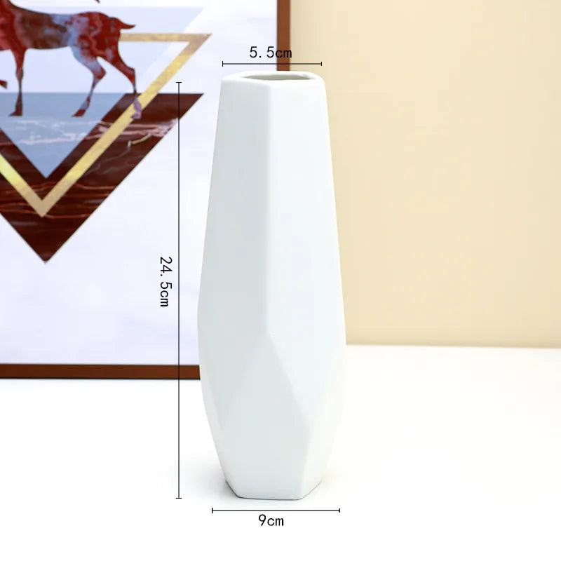 Simple Modern Star Ceramic Vase Ornaments Living Room White Porcelain Fresh Dried Flower Creative Ceramic Flower Set