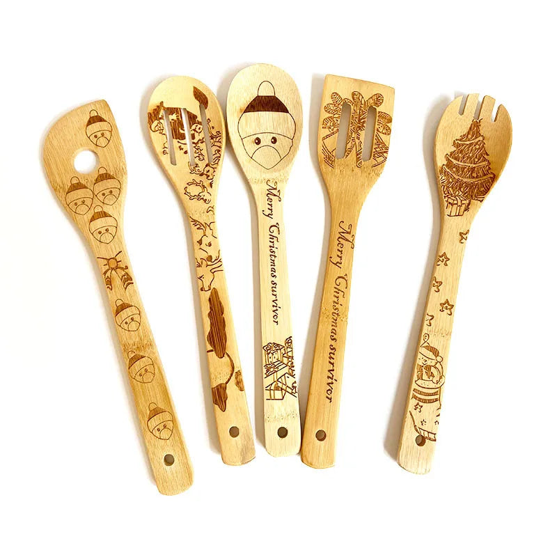 Simple Style Animal Letter Bamboo Shovel kit 5 Pieces Set